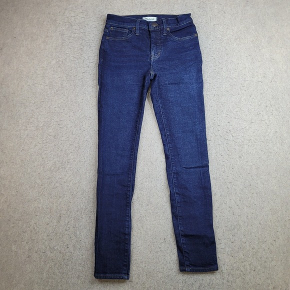 Madewell Denim - Madewell 9" Mid Rise Skinny Womens‎ 26 Blue Dark Wash Stretch 26x28